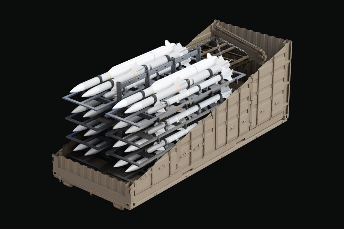 Missile container with internal racks for secure transport and storage